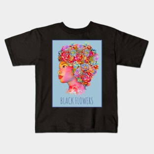 Black girl with floral hair, black lives matter, african american Kids T-Shirt